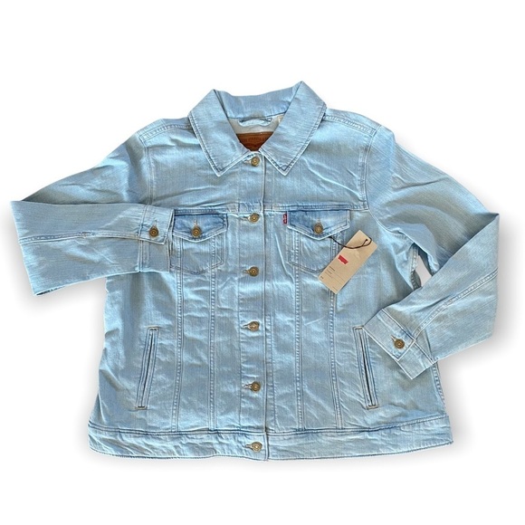 LEVI’S Women’s Denim Trucker Jacket Sun Baked Blue Size 3X NEW - Picture 2 of 5